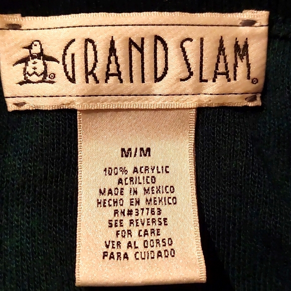 Grand Slam Men's V-Neck Golf Sweater Hunter Green Size M Vintage  80's N… - Picture 8 of 11